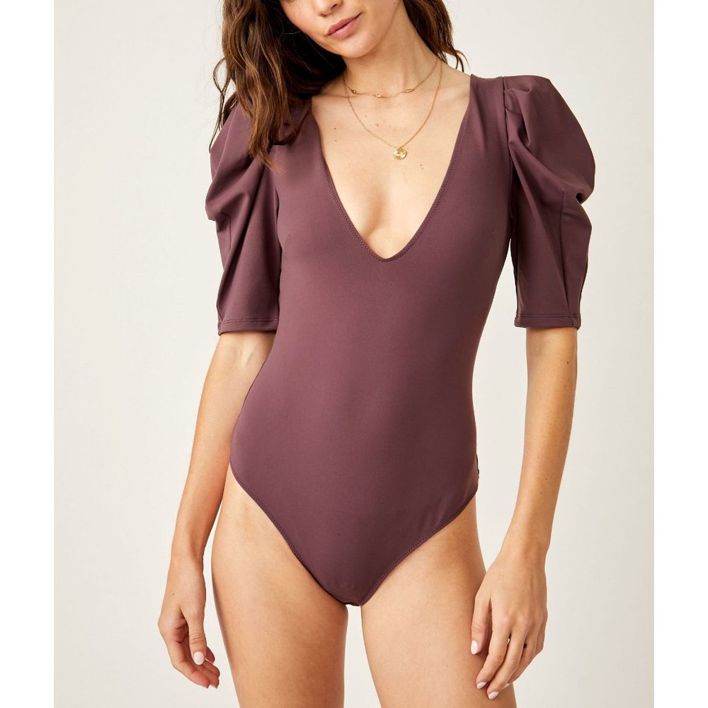 FREE PEOPLE Va Va Voop Bodysuit / Raisin Ruckus
